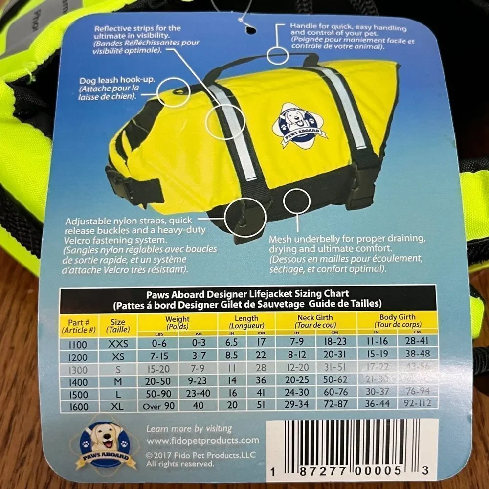 Paws Aboard Dog life vest life jacket floatation device NWT Small